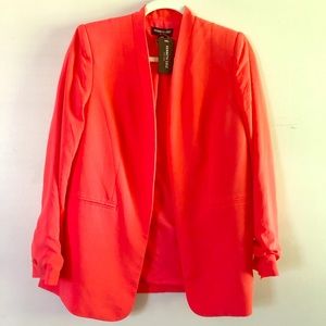 Kenneth Cole coral ruched sleeve blazer